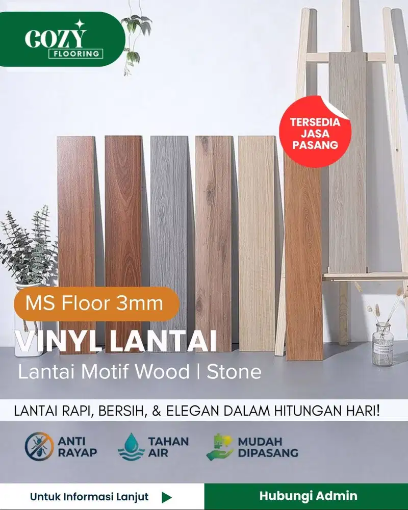 Vinyl Lantai MS Floor tebal 3mm / Vinyl Motif Wood & Stone MS Floor
