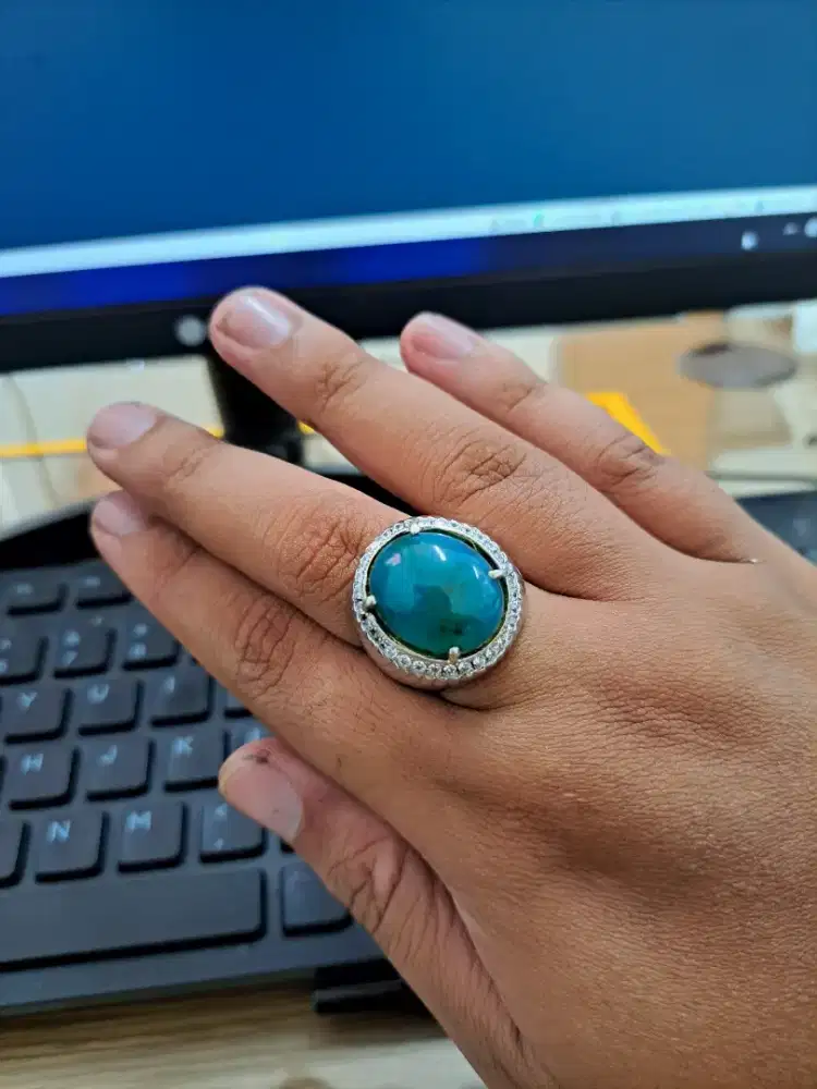 Cincin perak 925 bacan doko 7ct safir rubi ruby ceylon zamrud berlian