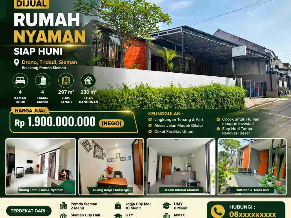 Rumah Luas & Nyaman Siap Huni di Sleman – Lokasi Strategis Dekat Pemda, 4KT 4KM, Lingkungan Asri!