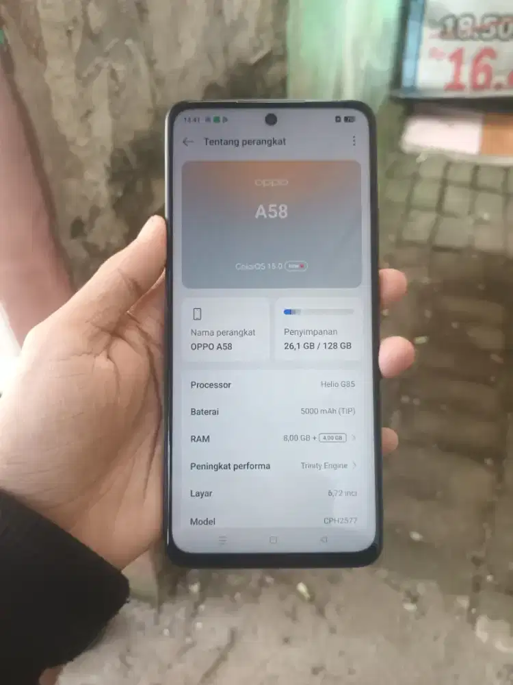 Oppo a58 8+8/128 hp casan tipe c no minus mulus