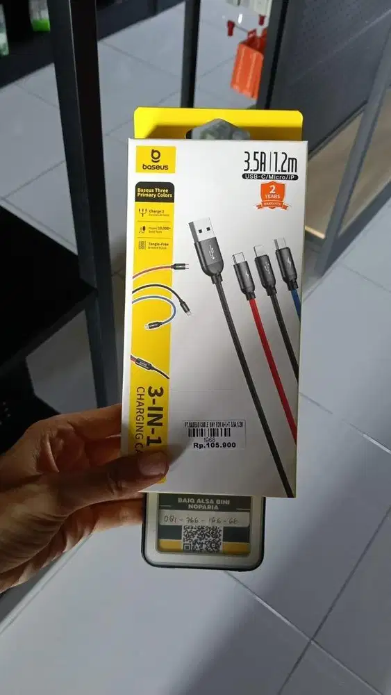 BASEUS CABLE 3IN1 FOR M+L+T 3.5A 1.2M