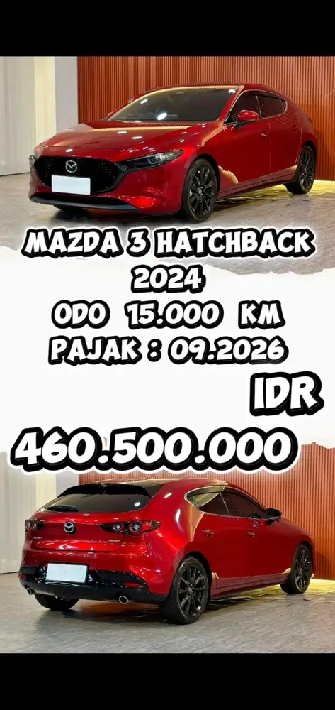 [ ODO 15.000 KM ] MAZDA 3 HATCHBACK AT 2024 MOBIL MULUS TERAWAT