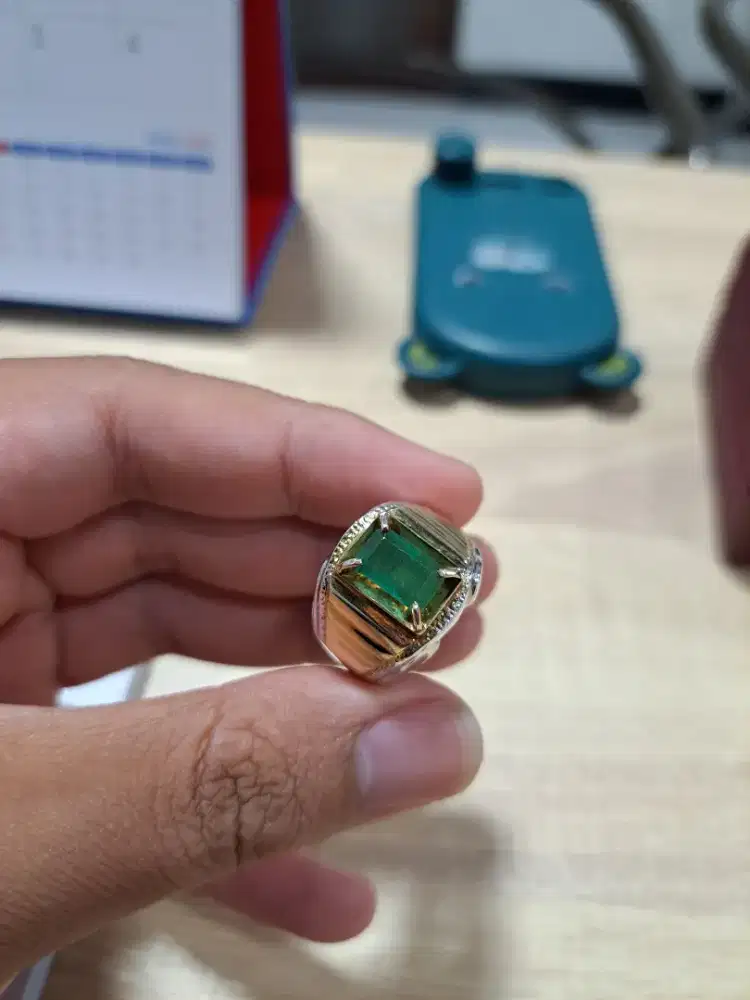 Cincin perak 925 zamrud emerald colombia 3.5ct safir rubi ruby berlian