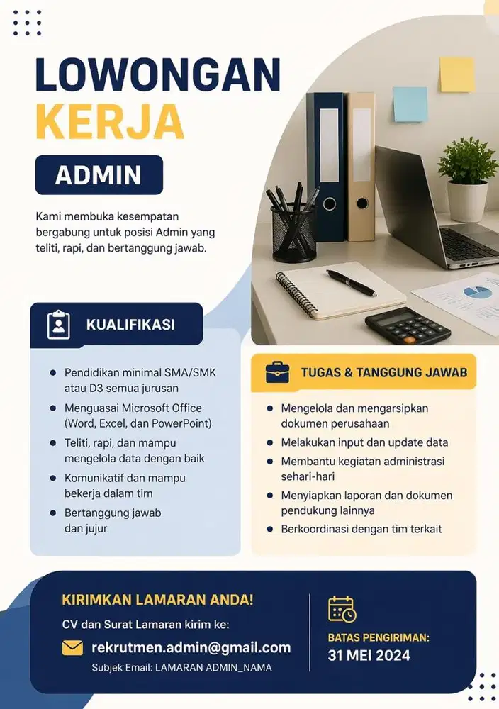 Admin kantor yang bisa excel & teliti