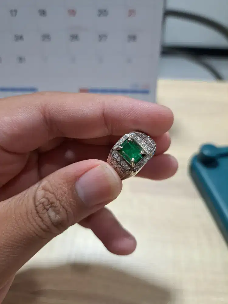 Cincin perak 925 zamrud emerald colombia silver berlian safir sapphire