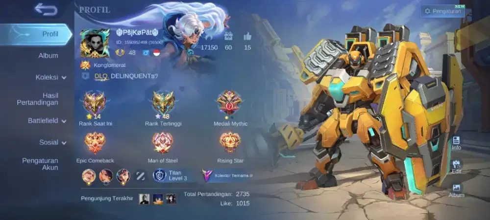 Jual akun mobile lejend