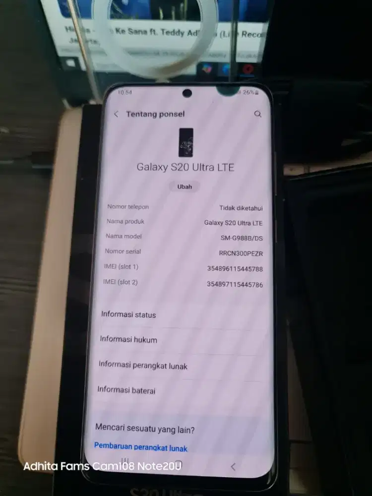 Samsung S20 Ultra LTE Exs Sein 12+8/128 Lengkap Ori Minus Layak Pakai