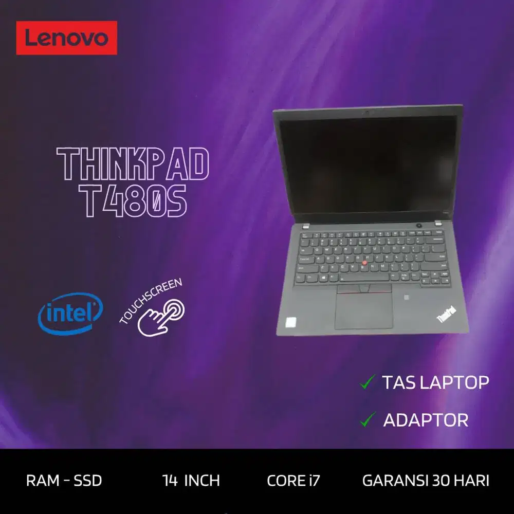 Laptop Lenovo Thinkpad T480s Core i7 8th Gen Ram SSD Touchscreen *RRC