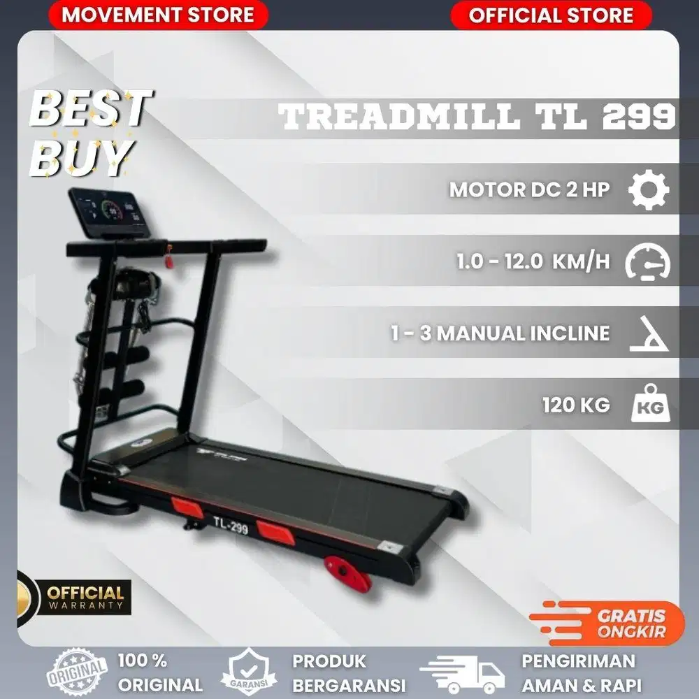 Treadmill Elektrik Premium TL 299 – Alat Fitness, Cardio & Diet Sehat