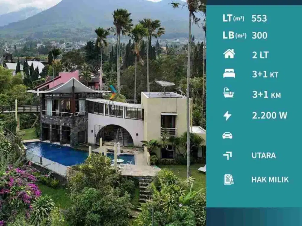 Dijual Villa Mewah Full Furnish + Private Pool di Klub Bunga Resort, Kota Batu