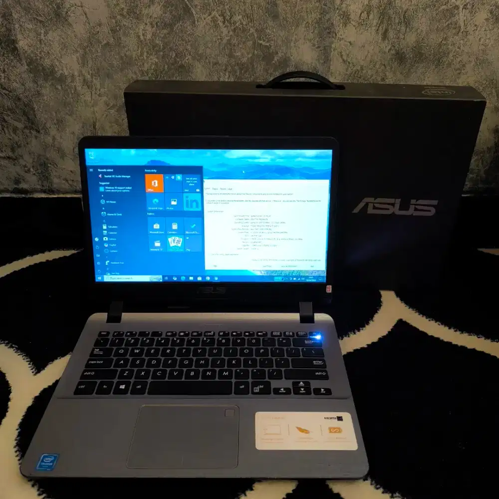 Laptop Asus X407MA Celeron N4000 RAM 8GB sudah SSD dan Siap Pakai