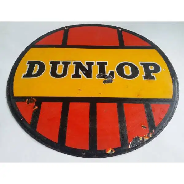 Original Antik iklan enamel tebal Bolak - Balik DUNLOP era kolonial 19