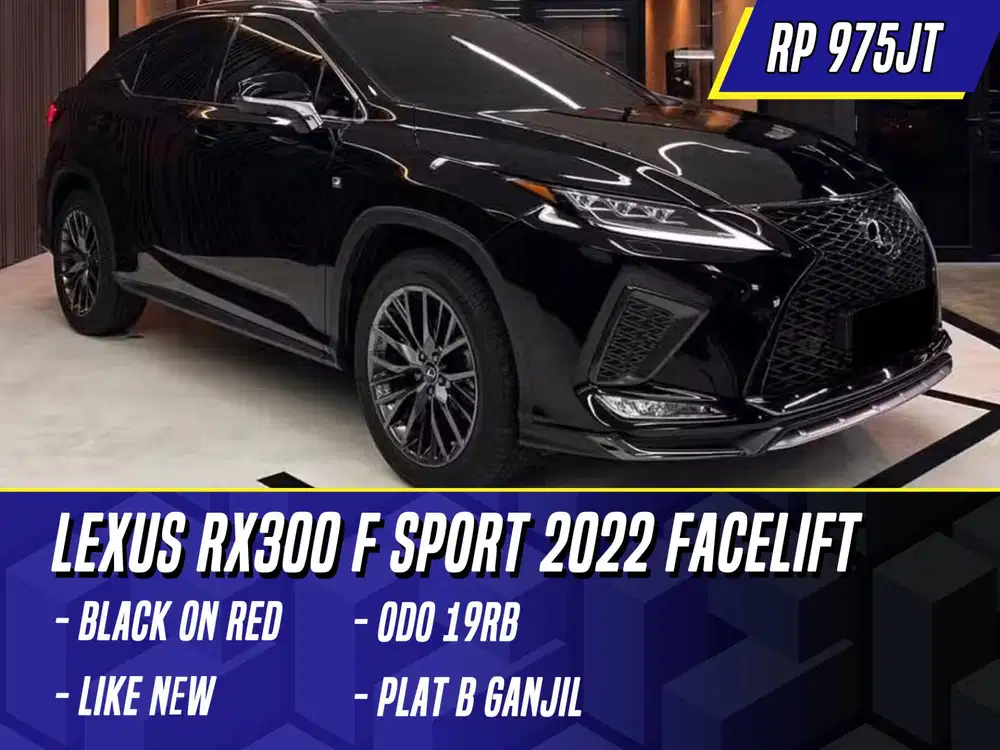Lexus RX300 F Sport 2022 Facelift Black on Red Hitam RX 300 FSport