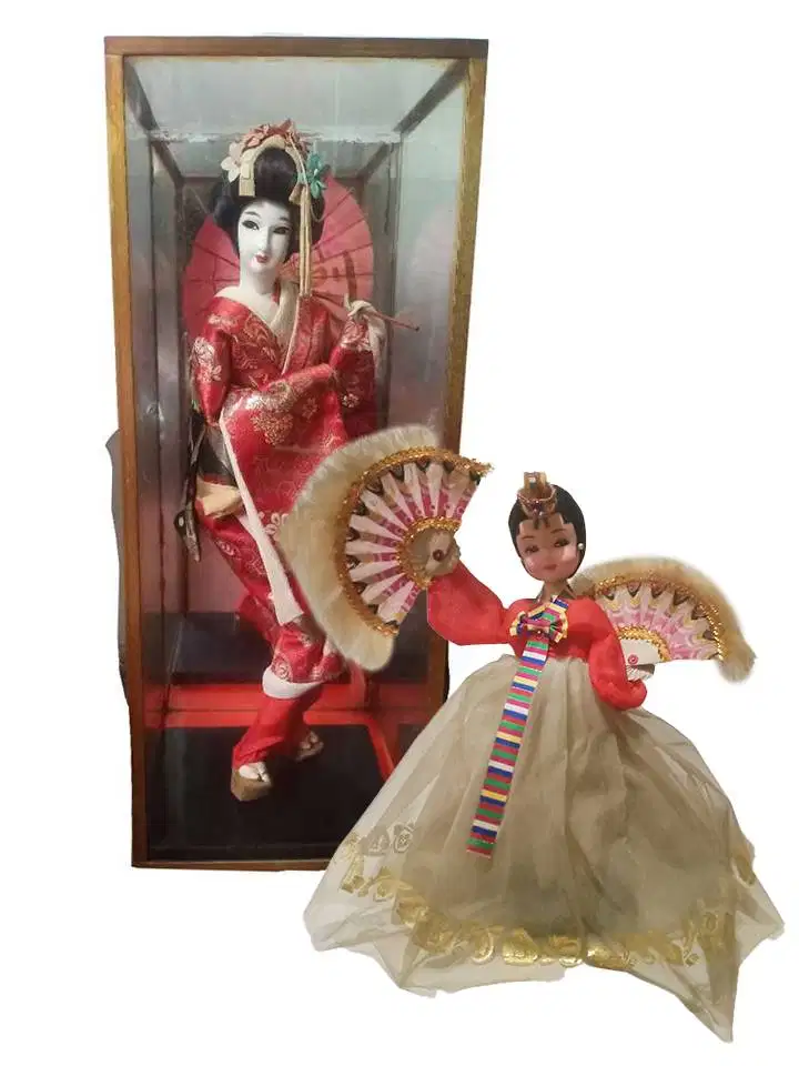 Sepasang Boneka antik Geisha ( Oiran ) Buatan jepang th 1950'an
