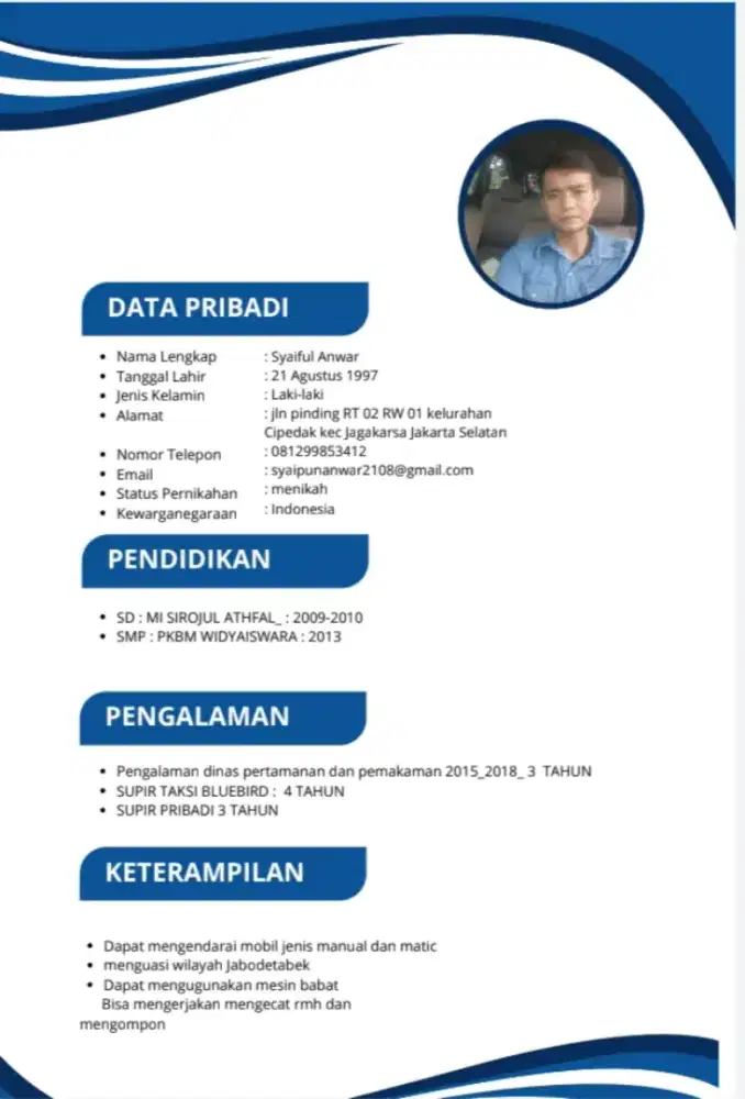 mencari pekerjaan supir pribadi