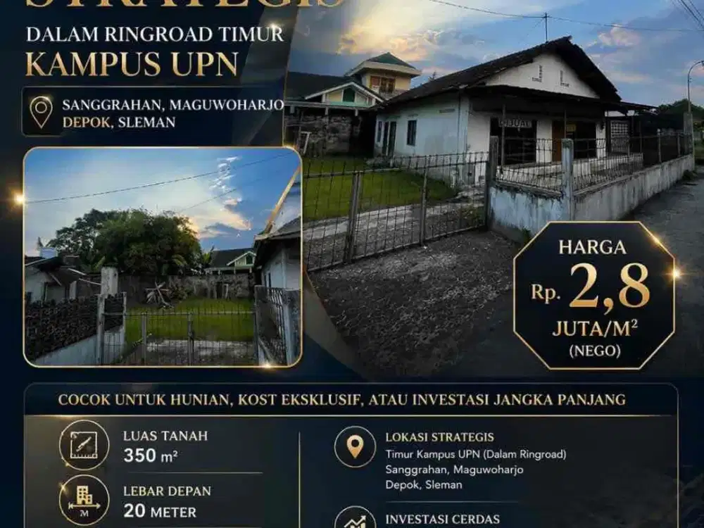 Tanah strategis di timur kampus UPN dalam Ringroad Maguwoharjo