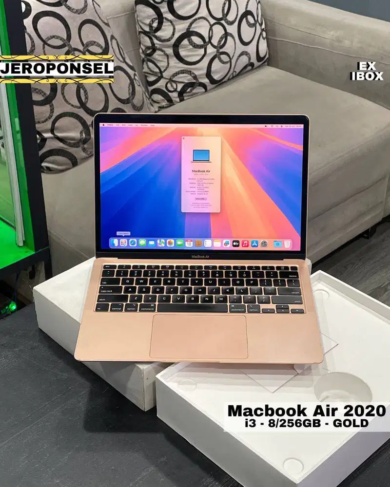 MACBOOK AIR 2020 13” i3 8/256GB GOLD EX IBOX ORIGINAL GARANSI FULL SET