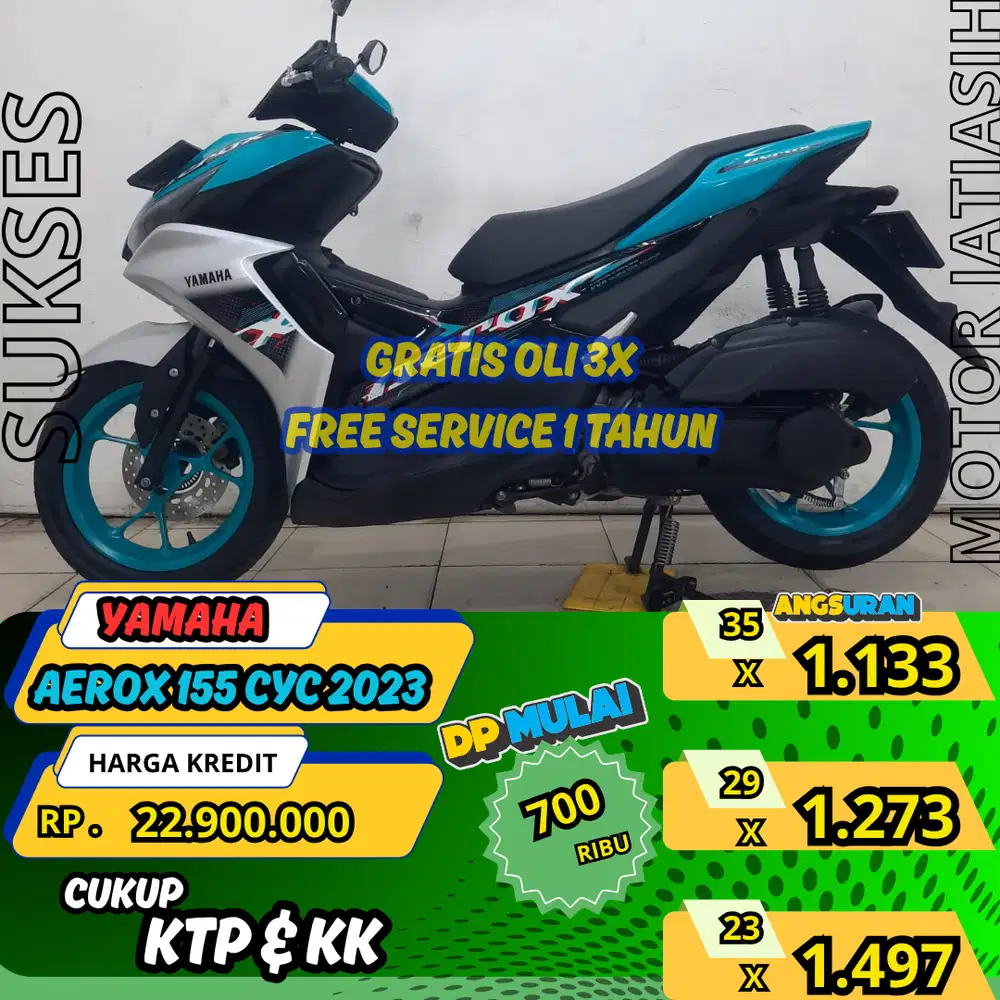 YAMAHA AEROX 155 CYC 2023 DP TERMURAH SYRT KTP&KK (SUKSESMOTOR)