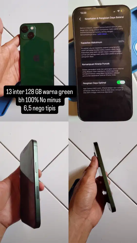 Ip 13 inter 128 GB BH100%