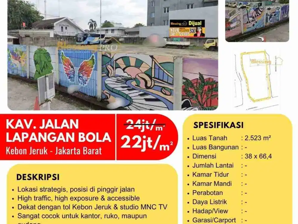 Dijual Tanah Kavling Jalan Lapangan Bola Kebon Jeruk – Strategis Dekat MNC Studio & Tol