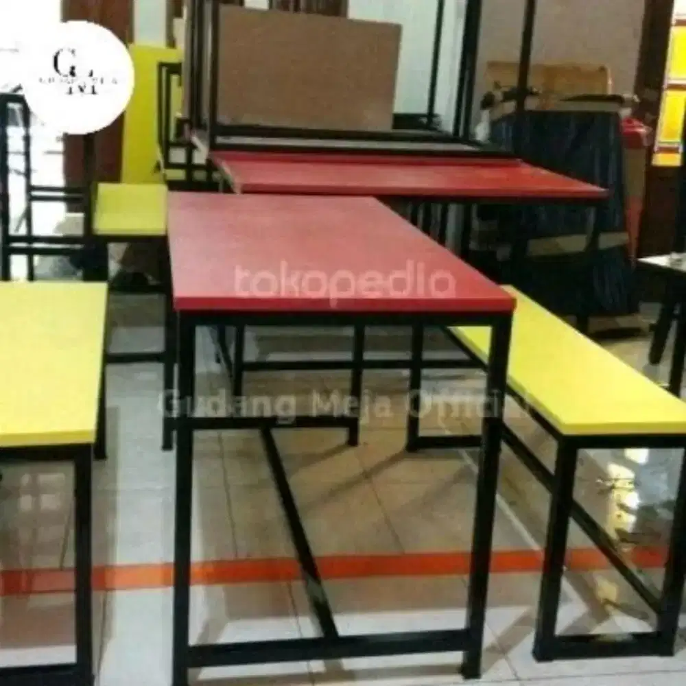 Set Meja Cafe + Kursi Panjang / Set Meja Rumah Makan