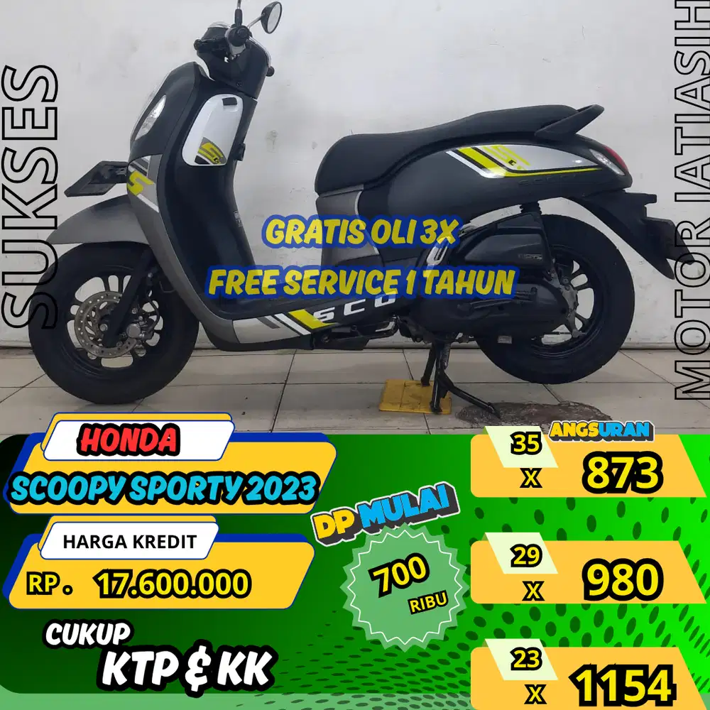 HONDA SCOOPY SPORTY 2023(KUNCI) DP TERMURAH SYRT KTP&KK (SUKSESMOTOR)