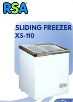 RSA Sliding Flat Glass Freezer XS-110 / XS110 kaca datar 100 liter