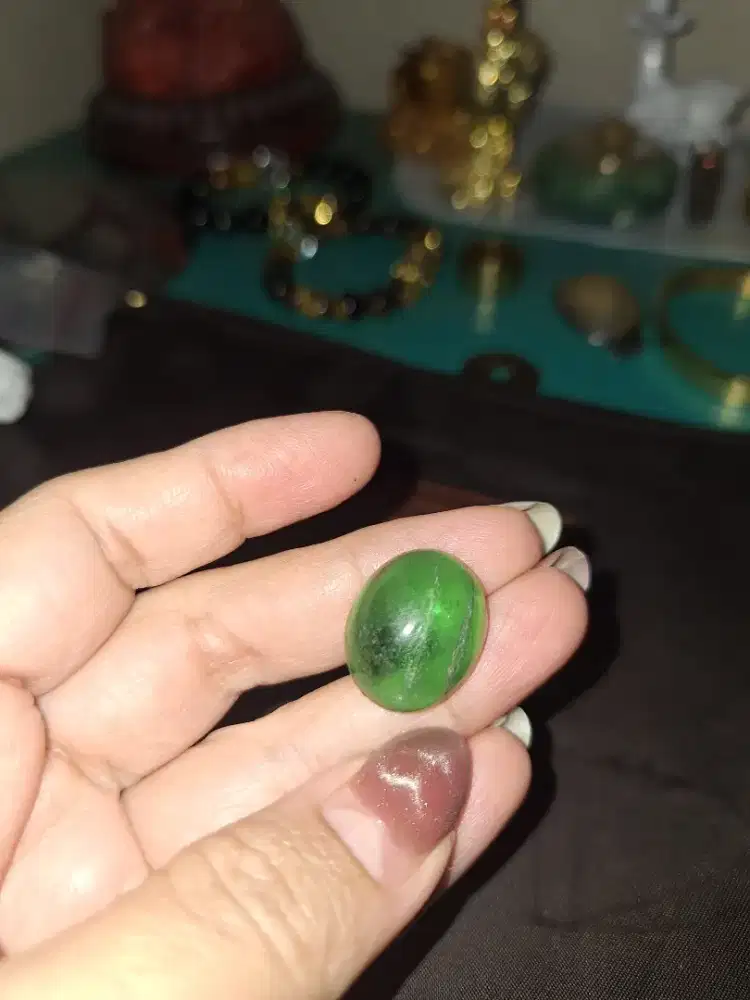 Batu cincin natural 
Giok green fluorite 
Limited edition 
Barang tera