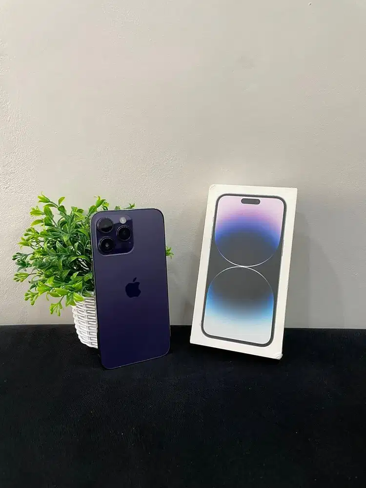 IPhone 14 ProMax 128GB Purple mulus Fullset BH 100% Sinyal Permanent