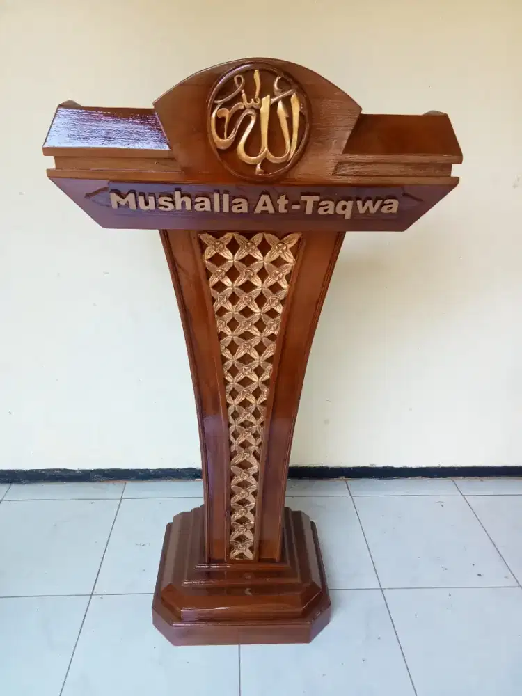 Podium pidato kepresidenan material full kayu jati finishing natural