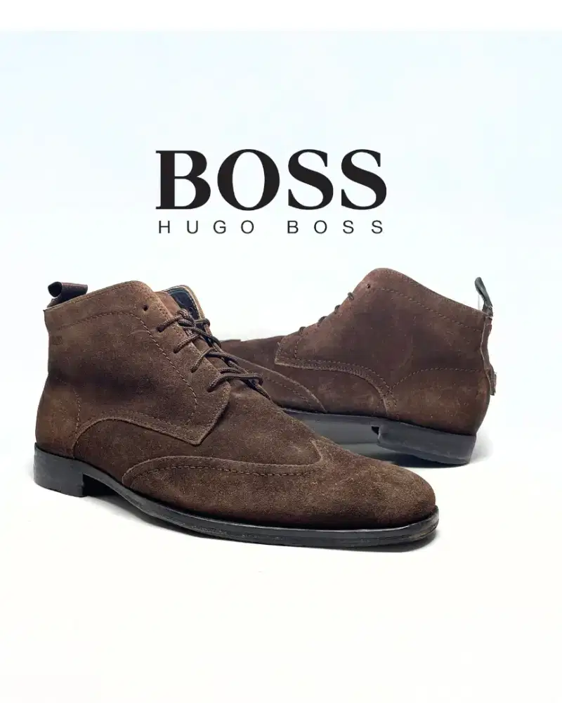 Sepatu Hugo Boss Brogue Boots Suede Size 43