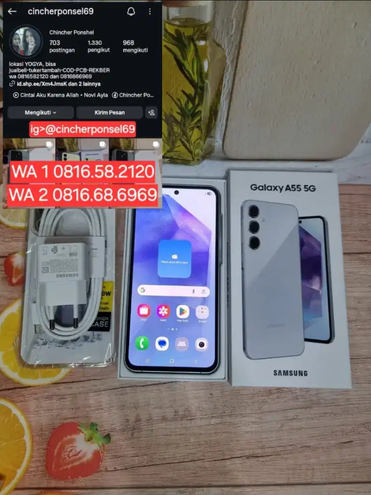 Hp likenew samsung A55 5G 8/256 supermulus grns resmi  free ADAPTOR