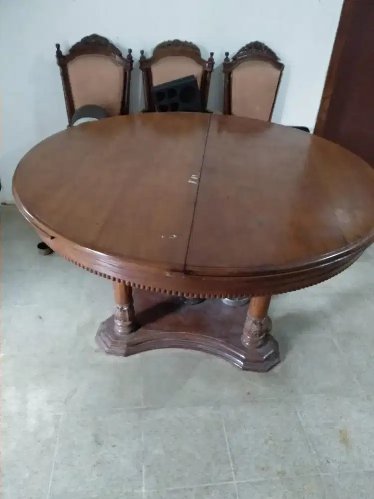 Set Meja Makan Kayu Jati Preloved