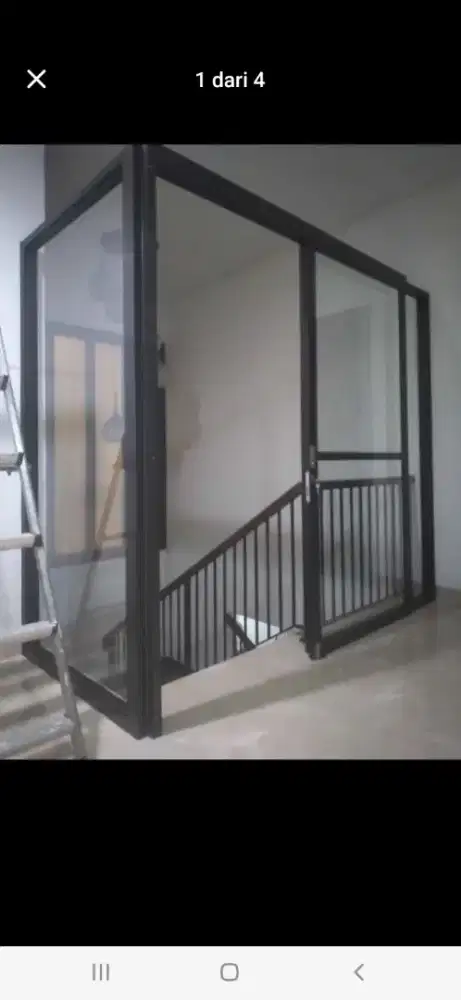 Partisi sekat L aluminium pintu sliding T210 cm L270cm hrg 6,2 jt/unit