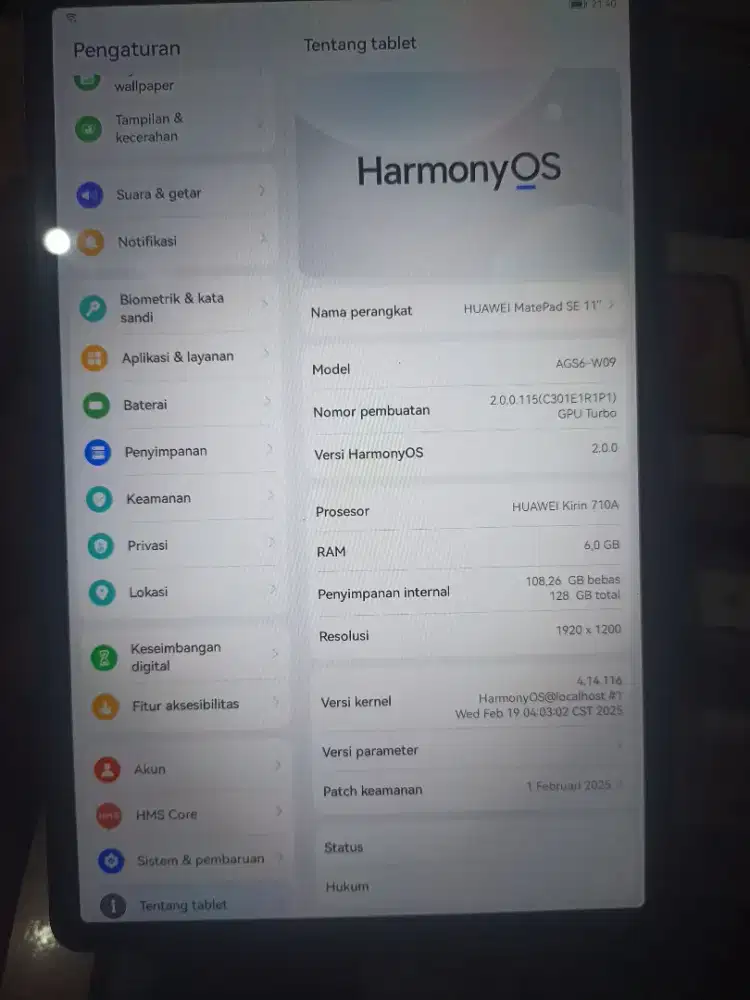 Huawei matepad SE 11 ram 6/128 fullset