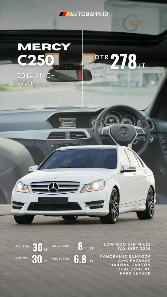 Alcantara Panoramic! Mercedes Benz C250 AMG Plus 2014 Best Cond! E400