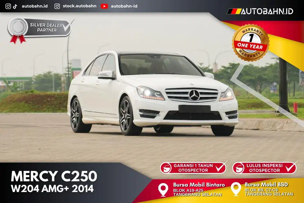 Panoramic! Kolektor Mercedes Benz C250 AMG Plus 2014 White Alcantara