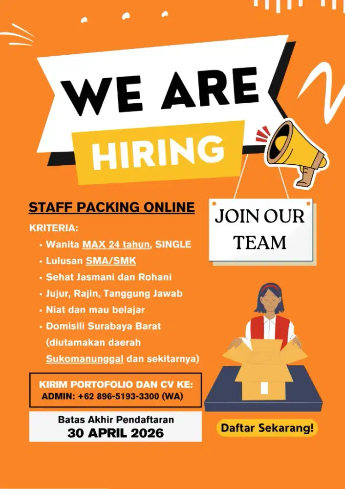 Lowongan Packing Olshop