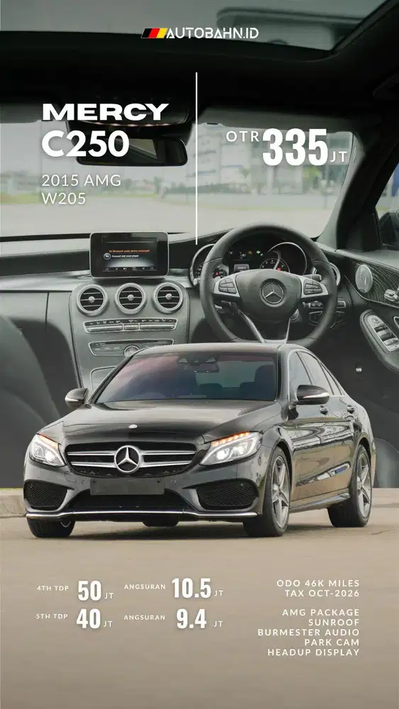 Full Opt! Mercedes Benz C250 AMG 2015 HUD PBD Burmeister! Black 320i