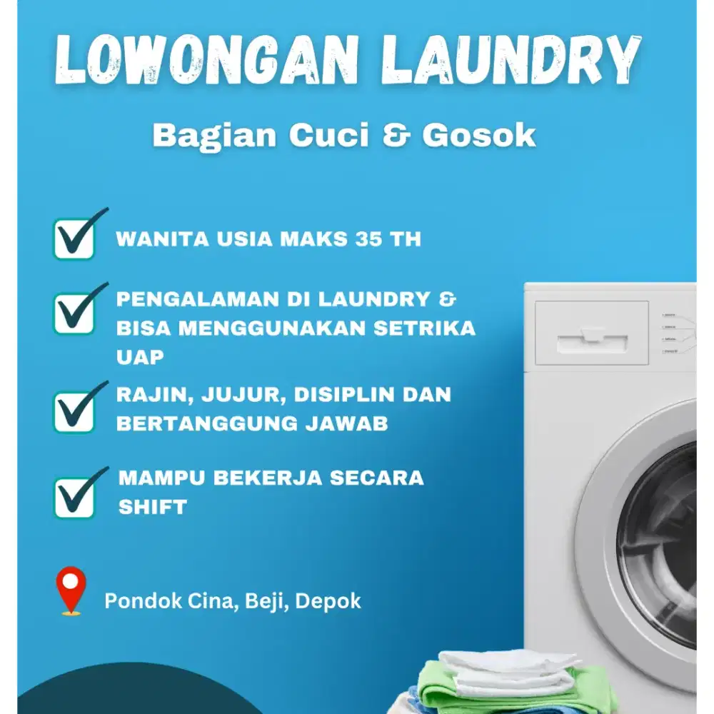 Lowongan Cuci Gosok Laundry