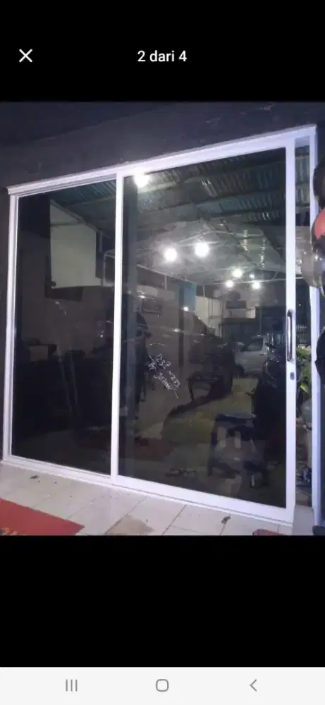 Pintu geser plus kaca mati alumunium T210xm L200cm harga terpasang 3,9