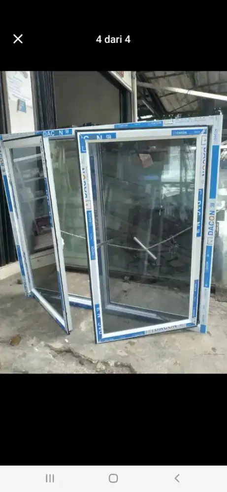 Kusen jendela aluminium T120cm L120cm harga terpasang 1,7 jt / unit