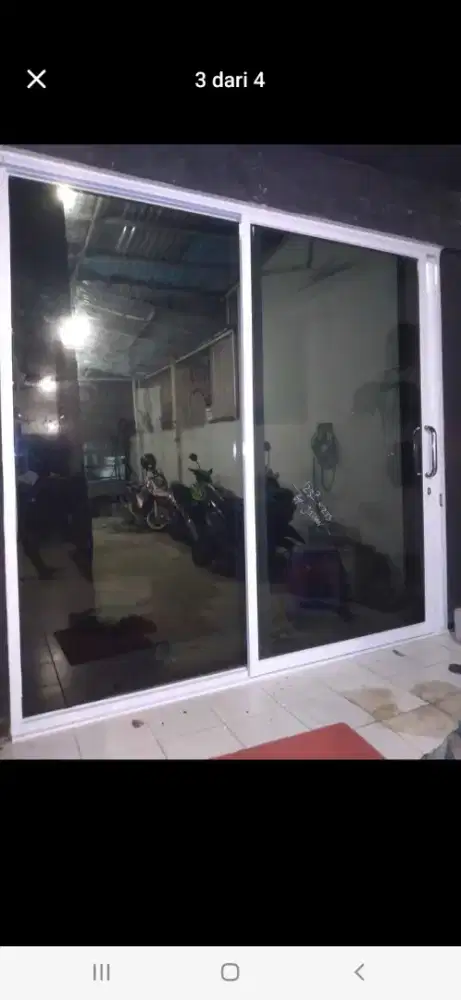 Pintu geser plus kusen kaca mati aluminium T210cm L200cm hrg 3,9 jt