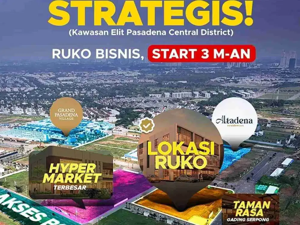 RUKO PASADENA SOUTH SQUARE GADING SERPONG TERBARU DARI PARAMOUNT LAND CICILAN BERTAHAP 120X 10TH