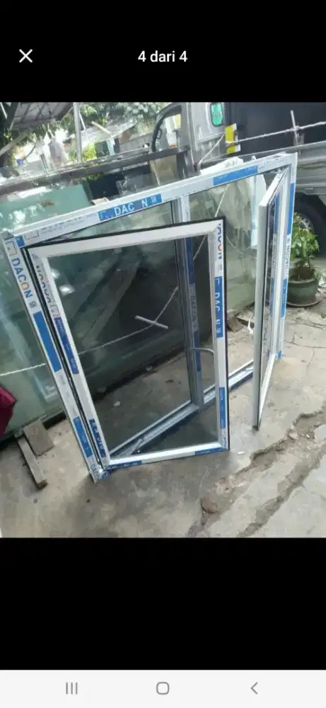 Jendela aluminium dobel daun T120cm L120cm harga terpasang 1,7 jt/unit