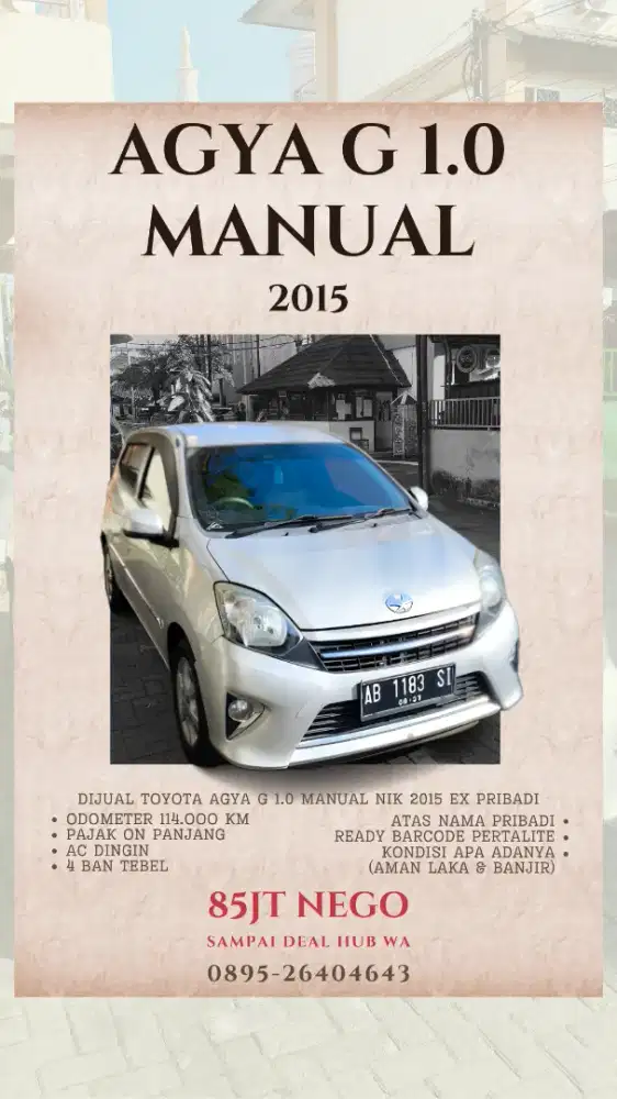 TOYOTA AGYA 1.0 G MANUAL 2015 AB