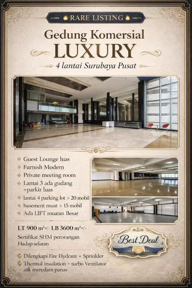 HOT LISTING! DIJUAL GEDUNG KOMERSIAL MEWAH SIAP PAKAI SURABAYA PUSAT