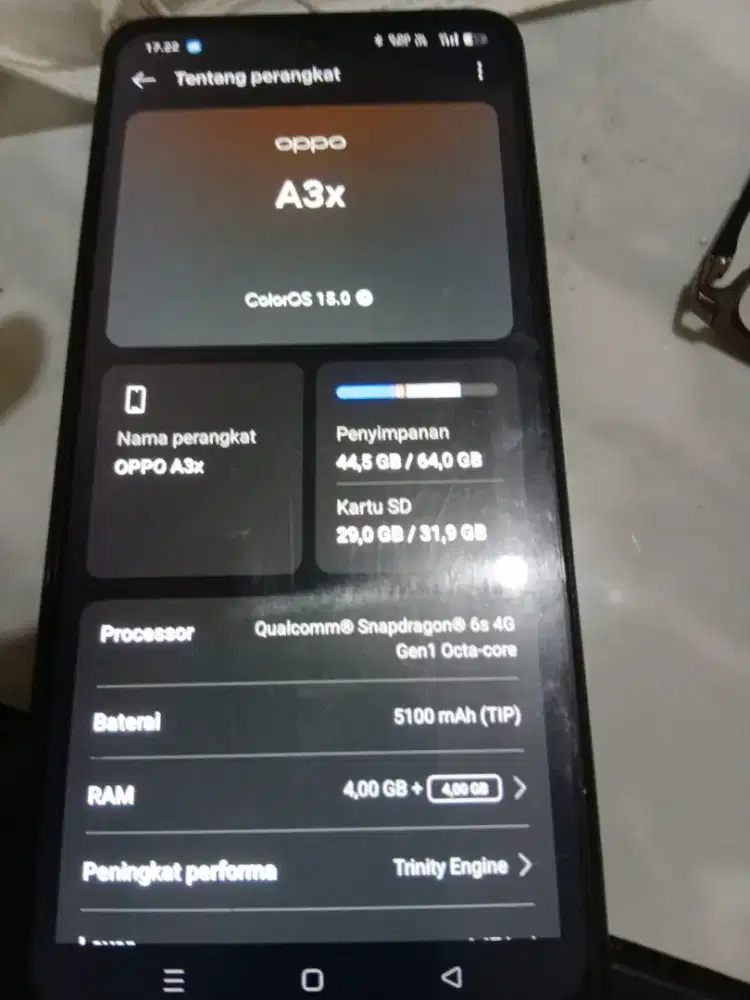 A3x 4/64 Snapdragon 6s Gen 1 Lengkap