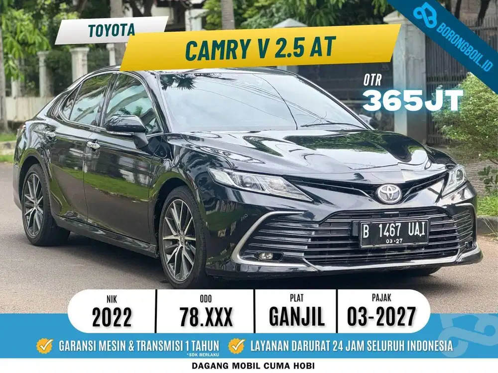 ALL NEW CAMRY V 2.5 AT 2022 HITAM SUNROOF FULLSET RECORD SERVICE