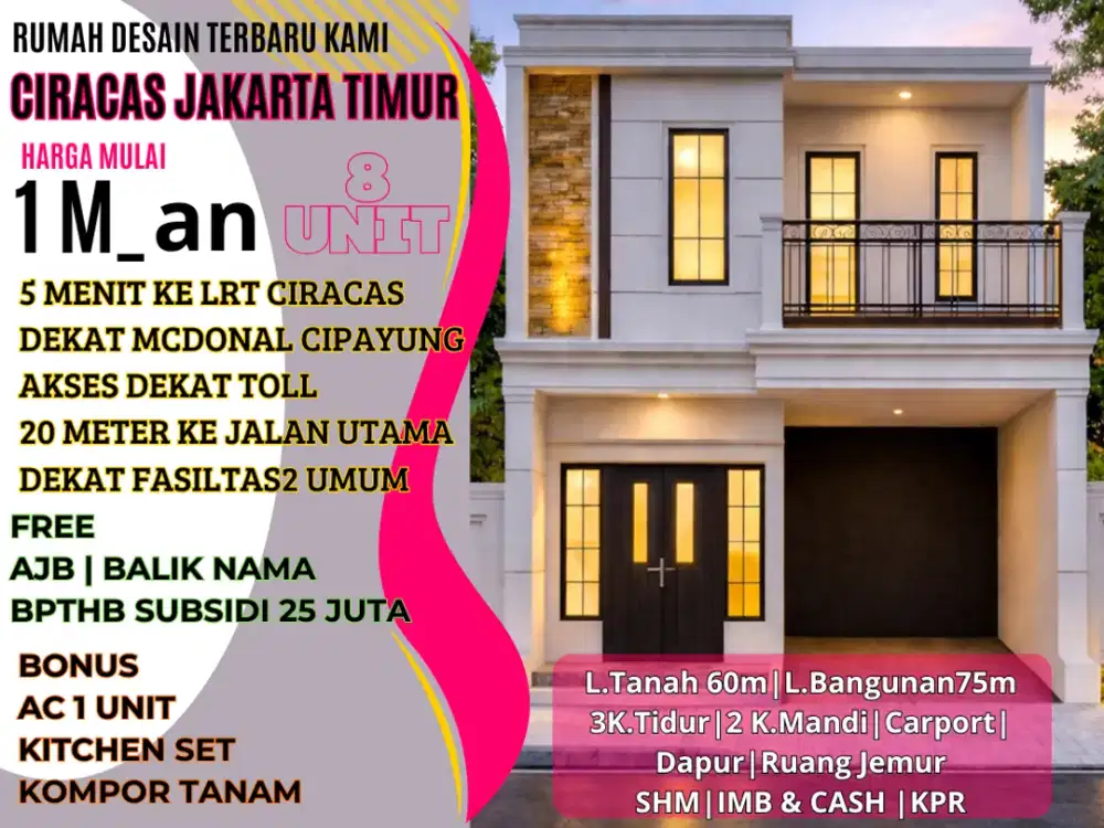 Rumah strategis 5 menit ke Lrt Ciracas,strategis dan Bebas Banjir